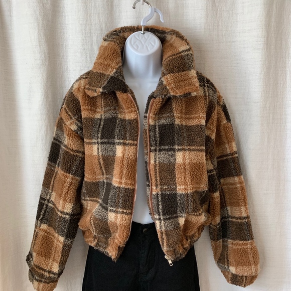 LAST ONE!!! Plaid Zip-Up Shearling Jacket - Picture 6 of 7